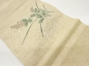 紗紬萩に花模様織出し名古屋帯